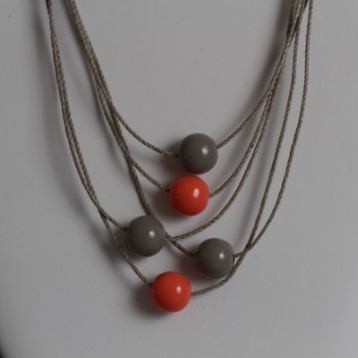 Collier Taupe et Corail