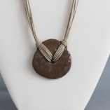 Collier Minéral en lin Taupe Ombré